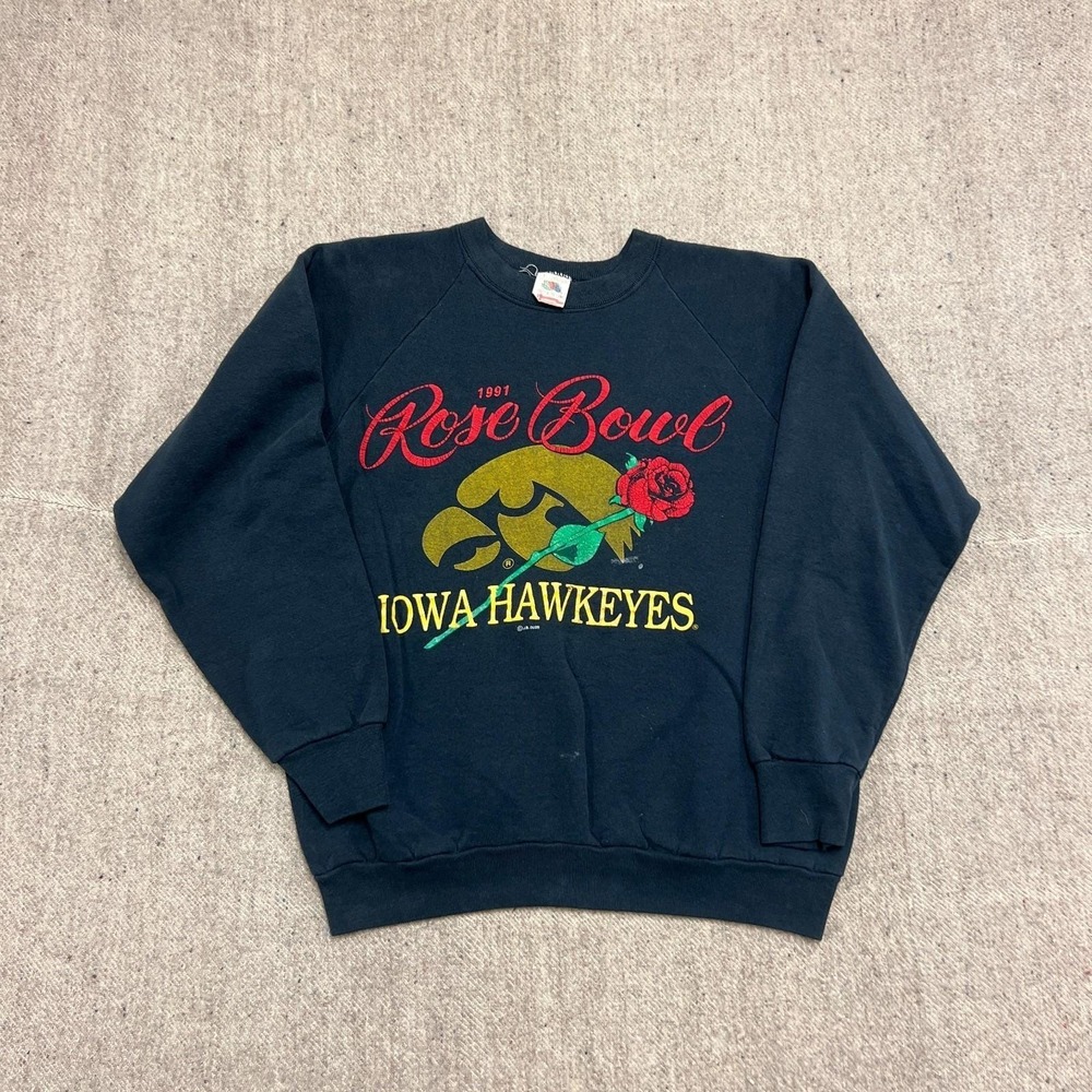 Vintage Iowa Hawkeyes Sweatshirt Mens Large Black 1990s‎ Rosebowl Football NCAA